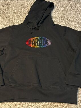 Parade Black Hoodie with Rainbow 'PARADE' Crystal Logo